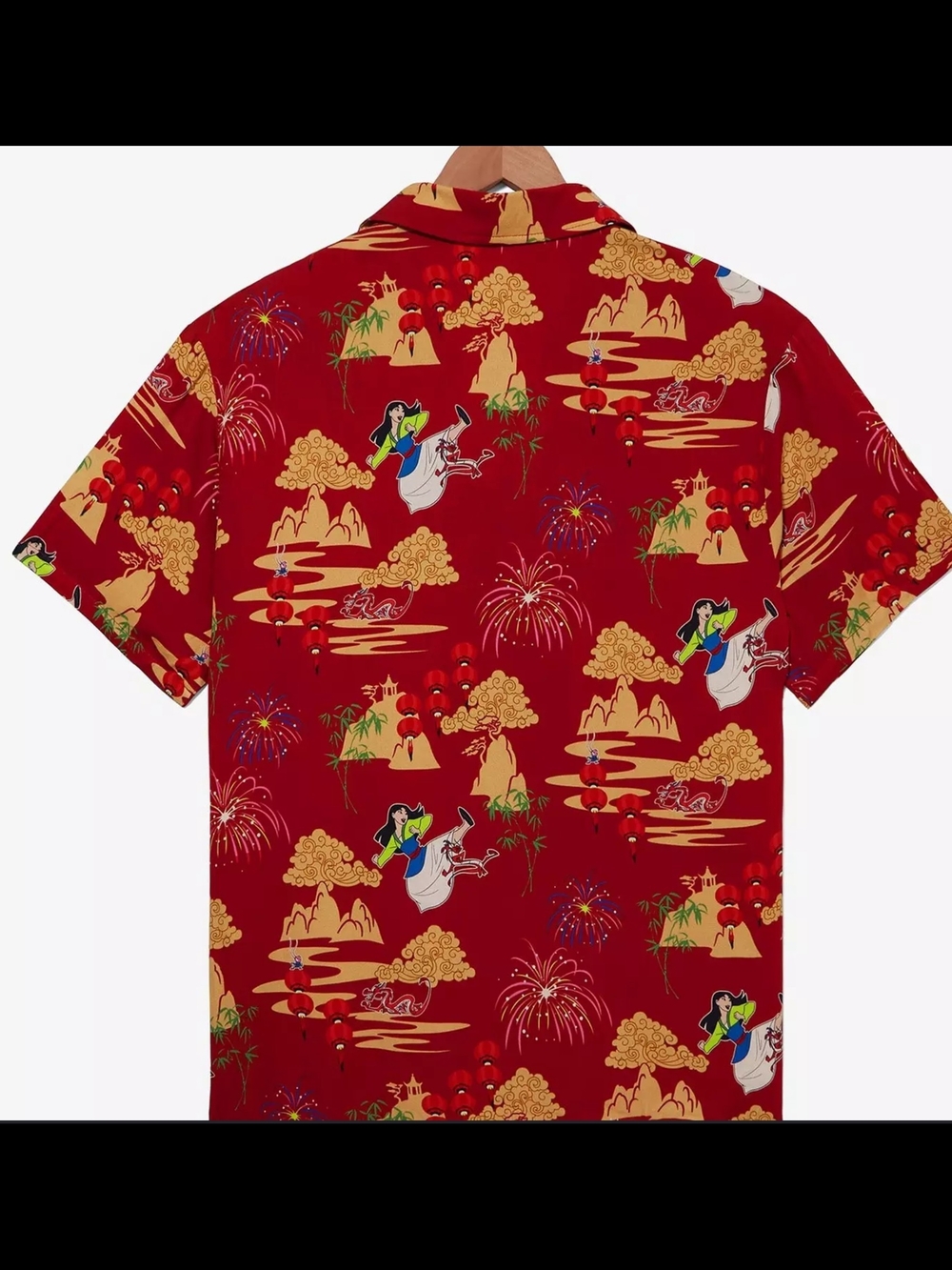 Disney Mulan Men's Red Tropical Print Short-Sleeve Shirt